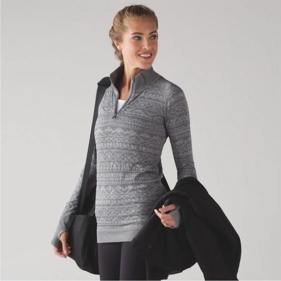 lululemon athletica Jackets & Blazers - Lululemon womens Rest Less 1/4 Zip top Slate 4 long sleeve running shirt